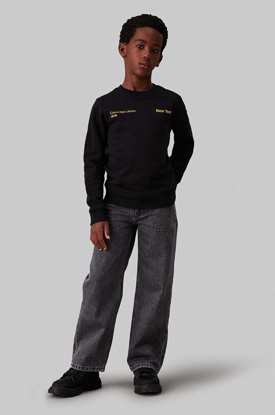 Băieți Calvin Klein Jeans hanorac de bumbac pentru copii IB0IB02212.128.176.9BYH negru