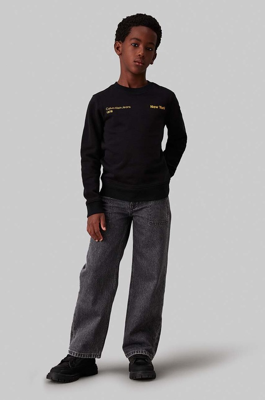 Мальчик Детская хлопковая кофта Calvin Klein Jeans IB0IB02212.128.176.9BYH чёрный