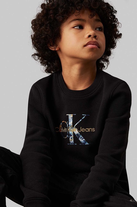 Dětská mikina Calvin Klein Jeans bez kapuce černá IB0IB02337.9BYH