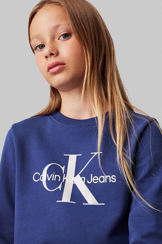 Otroški bombažen pulover Calvin Klein Jeans IU0IU00675.128.176.9BYH modra