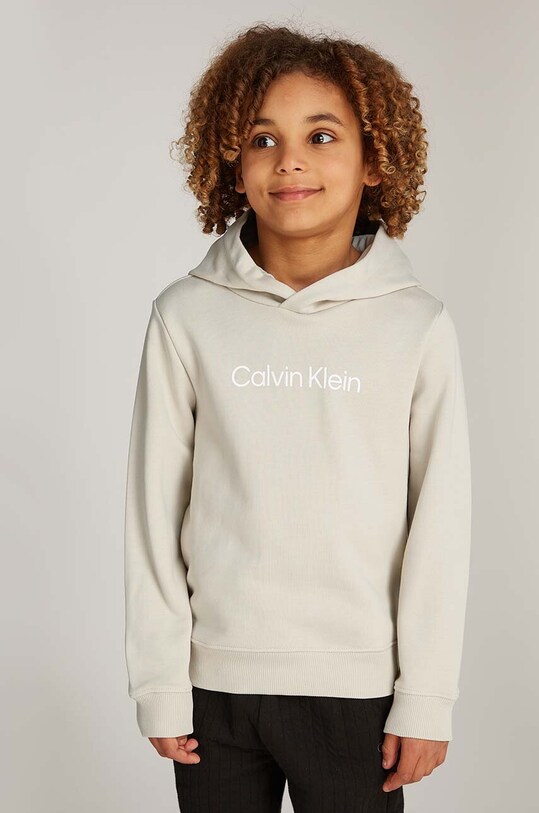 Детская хлопковая кофта Calvin Klein Jeans с капюшоном бежевый IU0IU00679.104.116.9BYH