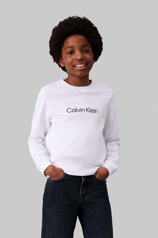 Calvin Klein Jeans bluza bawełniana dziecięca nadruk biały IU0IU00680.104.116.9BYH
