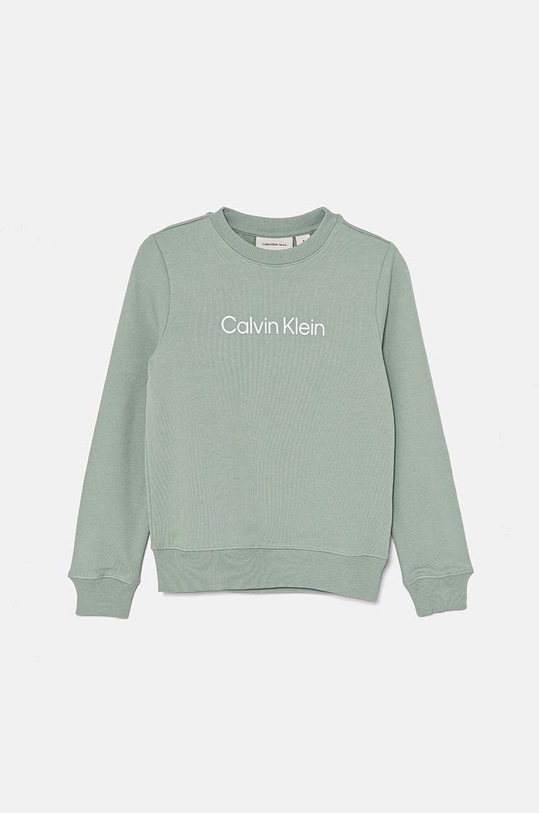 Dětská bavlněná mikina Calvin Klein Jeans IU0IU00680.128.176.9BYH zelená AW24