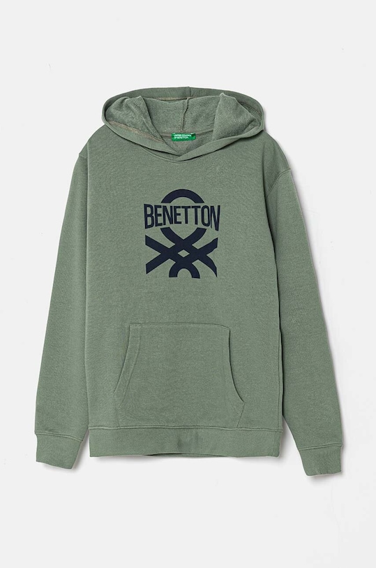 Dětská bavlněná mikina United Colors of Benetton potisk zelená 3J68C203N.G.Seasonal