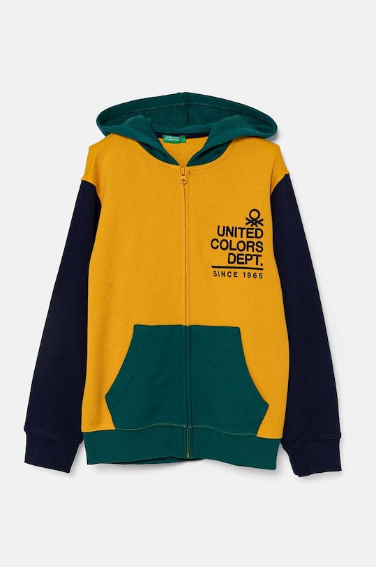 United Colors of Benetton bluza bawełniana dziecięca z kapturem żółty 3J68C503X.G.Seasonal