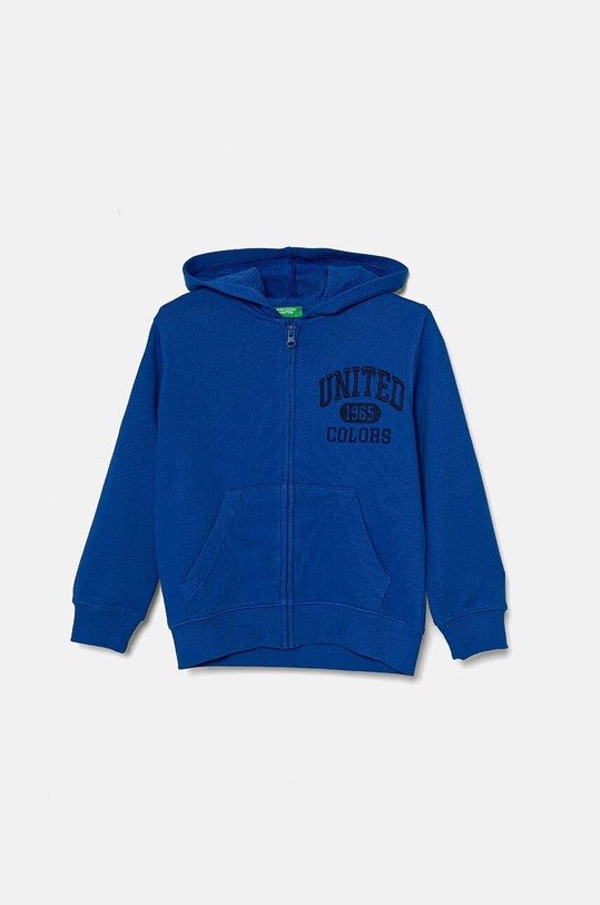 United Colors of Benetton bluza bawełniana dziecięca z kapturem niebieski 3J68C503X.G.Seasonal