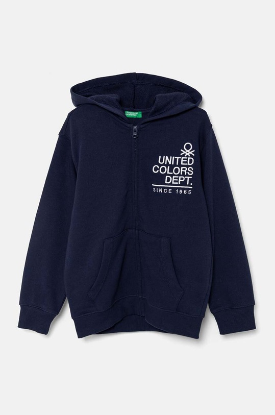 United Colors of Benetton bluza bawełniana dziecięca z kapturem granatowy 3J68C503X.G.Seasonal