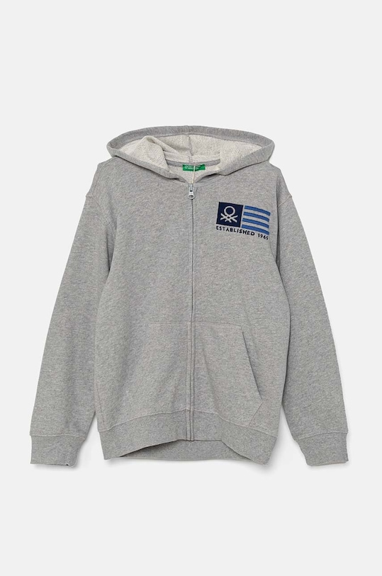 United Colors of Benetton bluza bawełniana dziecięca z kapturem szary 3J68C503X.G.Seasonal