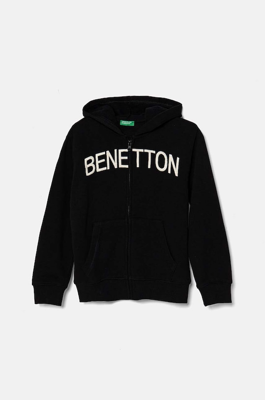 United Colors of Benetton bluza bawełniana dziecięca z kapturem czarny 3J68C503X.G.Seasonal