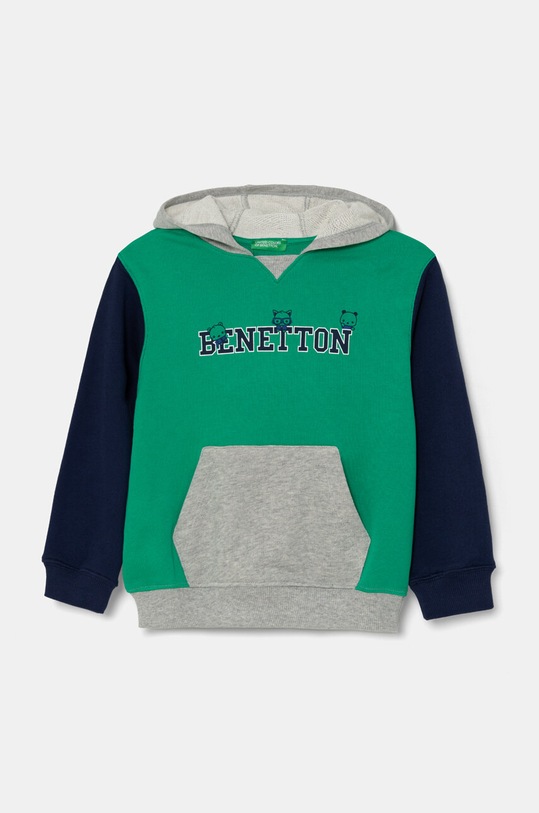 Dětská bavlněná mikina United Colors of Benetton s kapucí zelená 3J68G200Q.P.Seasonal