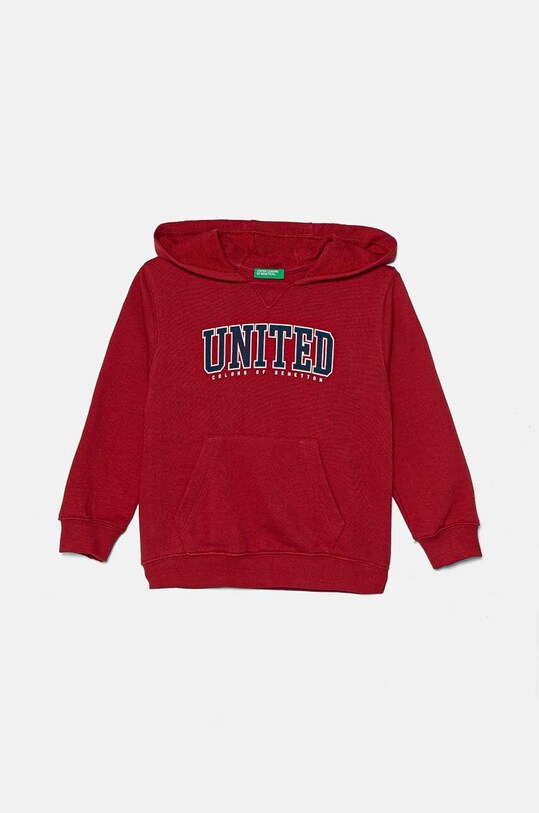 Дитяча бавовняна кофта United Colors of Benetton з капюшоном бордо 3J68G200Q.P.Seasonal