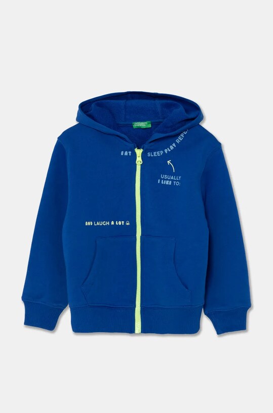 United Colors of Benetton hanorac de bumbac pentru copii print albastru 3FWYG5039.P.Seasonal