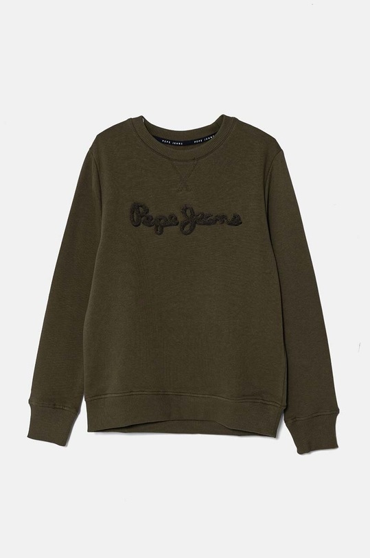 Pepe Jeans bluza bawełniana dziecięca NEW LAMONTY CREW aplikacja zielony PB581613