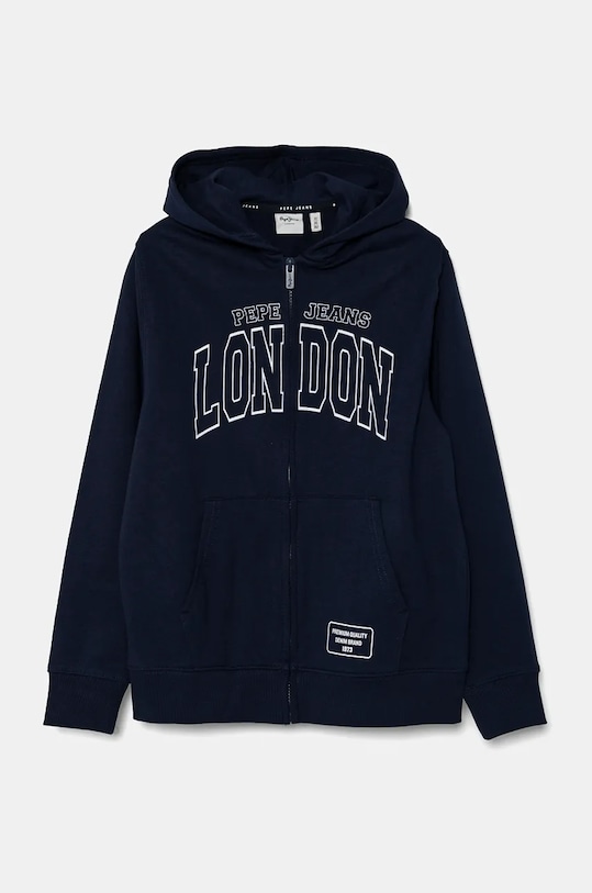 Pepe Jeans hanorac de bumbac pentru copii BALEY ZIP print albastru PB581617