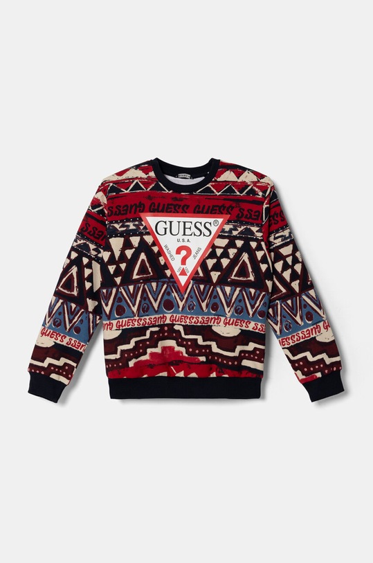 Dětská bavlněná mikina Guess bez kapuce vícebarevná L4BQ01.KAD73.9BYH