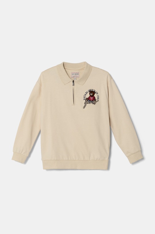 Dětská bavlněná mikina Guess bez kapuce béžová L4BQ06.KAX74.9BYH