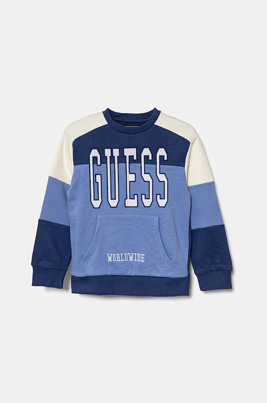 Dětská bavlněná mikina Guess nášivka modrá N4BQ10.KAX73.9BYH