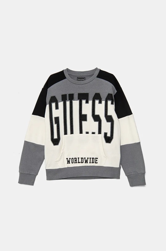 Detská bavlnená mikina Guess nášivka sivá N4BQ10.KAX73.9BYH