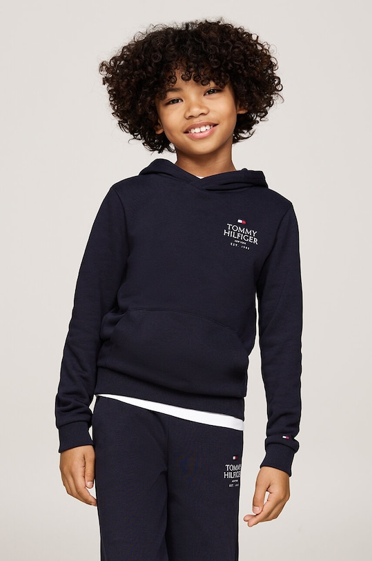 Παιδική μπλούζα Tommy Hilfiger με κουκούλα σκούρο μπλε KB0KB09193.9BYH.104.122