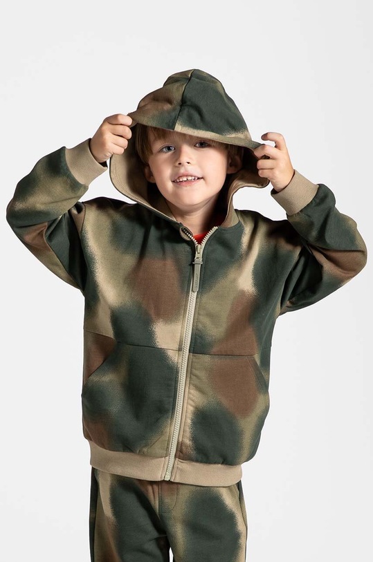 Coccodrillo bluza bawełniana dziecięca z kapturem zielony ZC4132401GBK