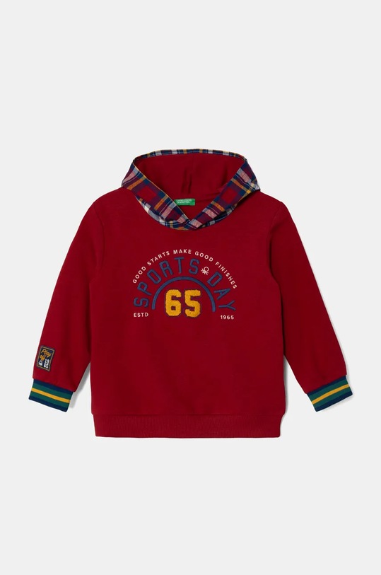 Dětská mikina United Colors of Benetton s kapucí burgundské 32N4G200R.P.Seasonal
