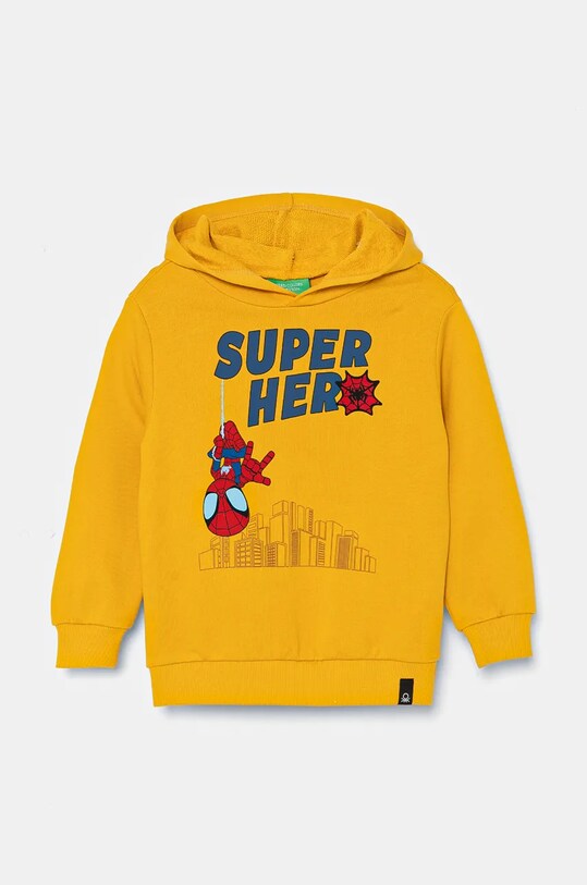 Детская хлопковая кофта United Colors of Benetton с капюшоном жёлтый 3J68G200Z.P.Seasonal