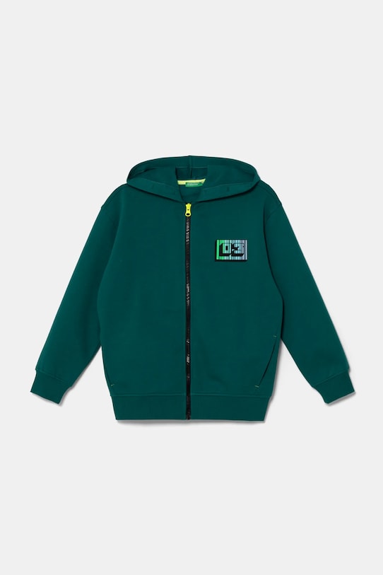 United Colors of Benetton bluza dziecięca z kapturem turkusowy 3WFMC504K.G.Seasonal