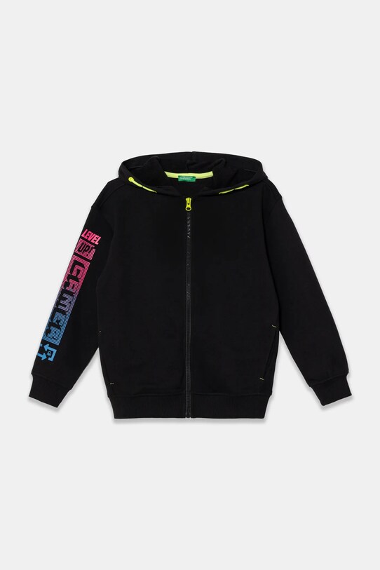 Детская кофта United Colors of Benetton с капюшоном чёрный 3WFMC504K.G.Seasonal