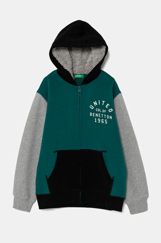 Детски суичър United Colors of Benetton с качулка тюркоазен 3EB5C504H.G.Seasonal