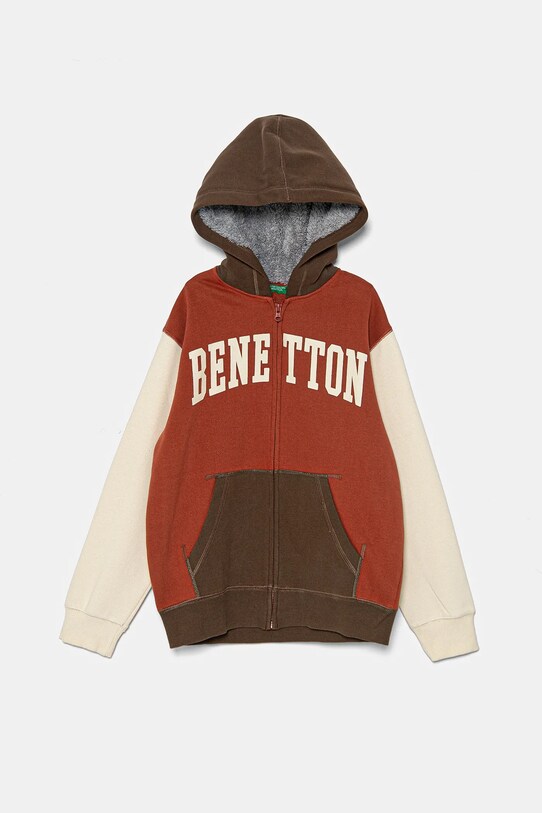 Дитяча кофта United Colors of Benetton з капюшоном коричневий 3EB5C504H.G.Seasonal