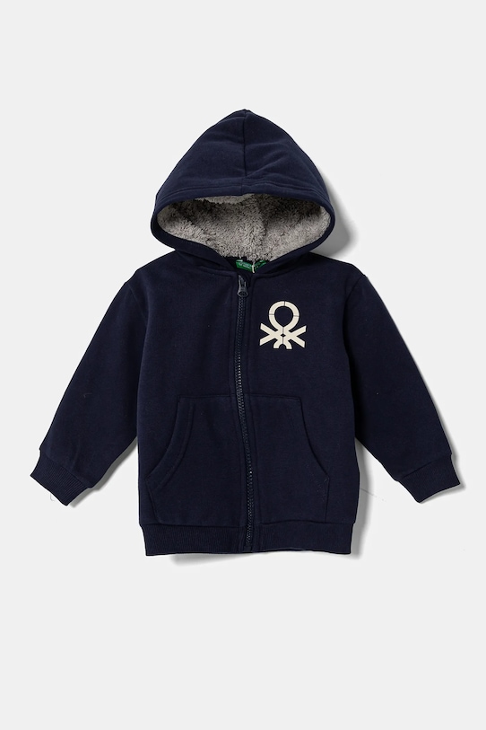 Παιδική μπλούζα United Colors of Benetton με κουκούλα σκούρο μπλε 3EB5G503E.P.Seasonal