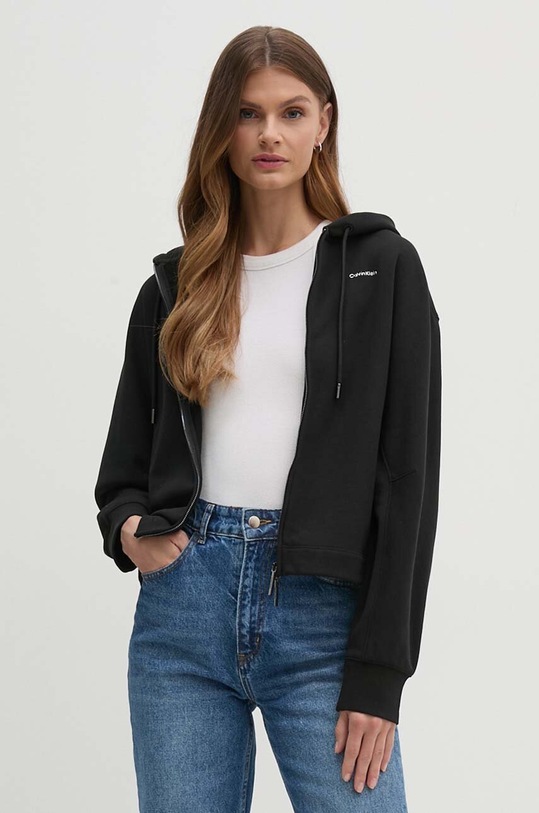 Mikina Calvin Klein s kapucí černá K20K207210