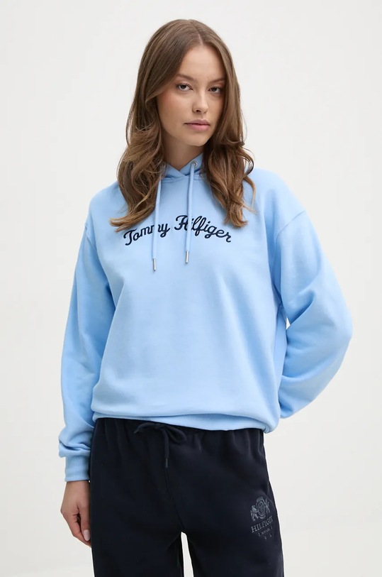 Tommy Hilfiger hanorac de bumbac imprimeu albastru WW0WW42612
