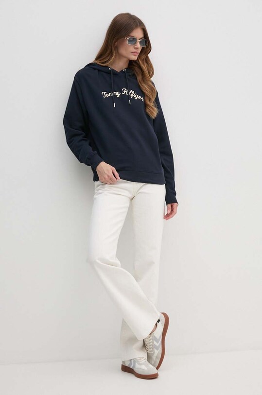 Bavlnená mikina Tommy Hilfiger WW0WW42612 tmavomodrá AW24