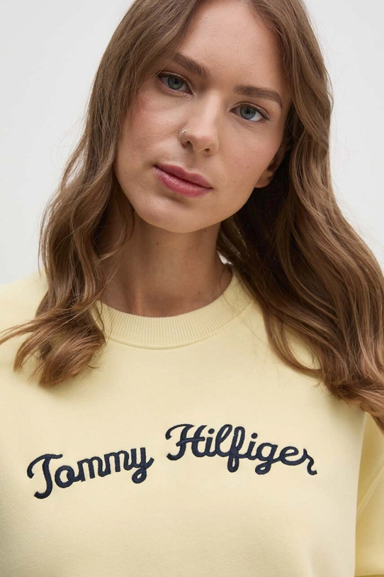 Pamučna dukserica Tommy Hilfiger zlatna WW0WW42615