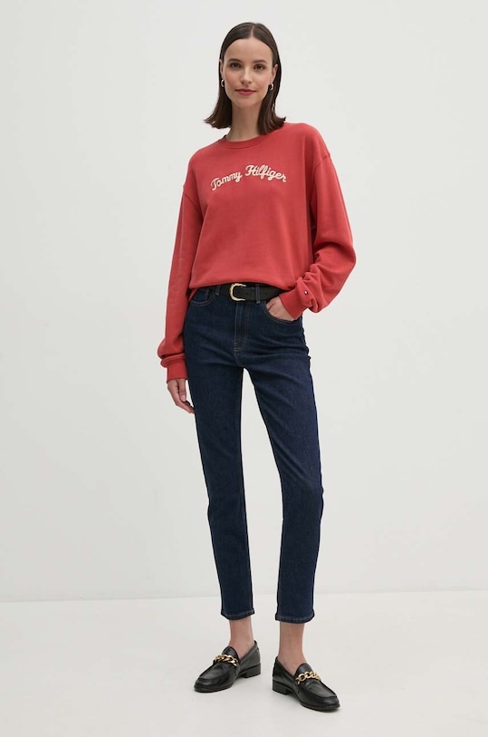 Bavlněná mikina Tommy Hilfiger WW0WW42615 červená AW24