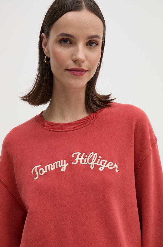 Bavlněná mikina Tommy Hilfiger červená WW0WW42615