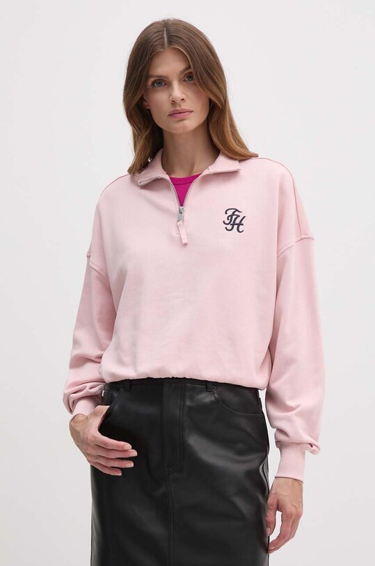 Tommy Hilfiger hanorac de bumbac imprimeu roz WW0WW43337
