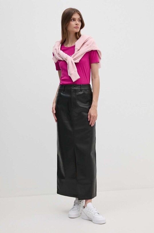Βαμβακερή μπλούζα Tommy Hilfiger WW0WW43337 ροζ AW24