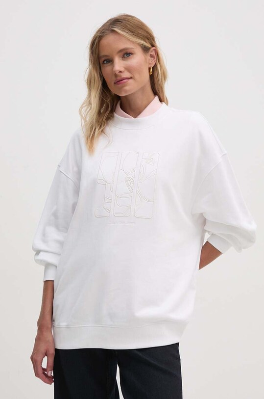 Bavlnená mikina Calvin Klein Jeans bavlna biela J20J223540