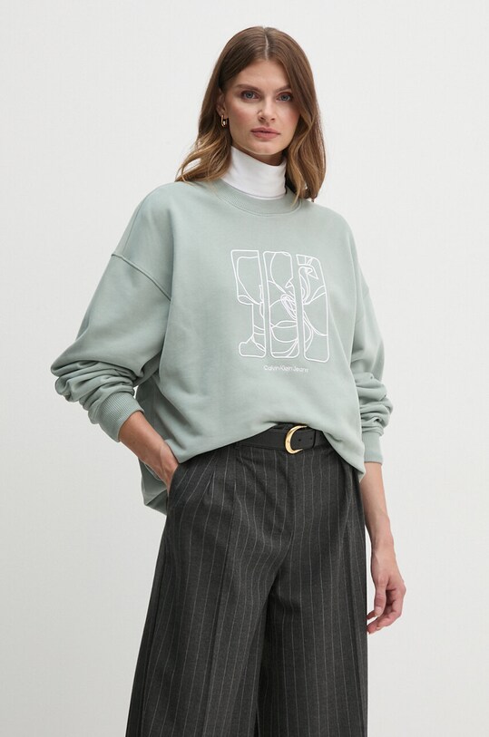 Бавовняна кофта Calvin Klein Jeans без капюшона сірий J20J223540