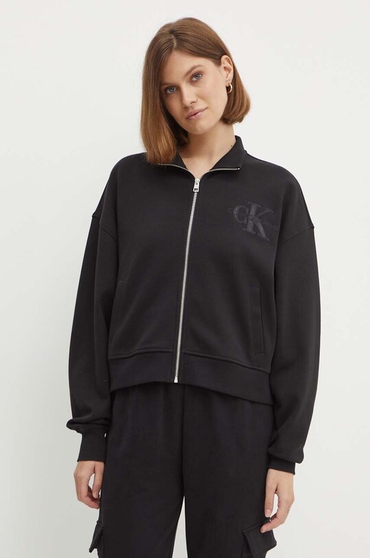 Кофта Calvin Klein Jeans без капюшона чорний J20J223922