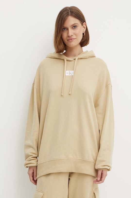 Bavlnená mikina Calvin Klein Jeans bavlna béžová J20J224063