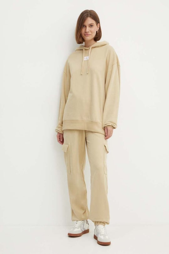Бавовняна кофта Calvin Klein Jeans J20J224063 бежевий AW24