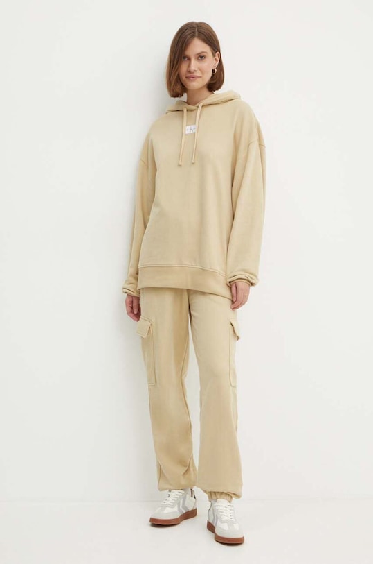Bavlnená mikina Calvin Klein Jeans J20J224063 béžová AW24