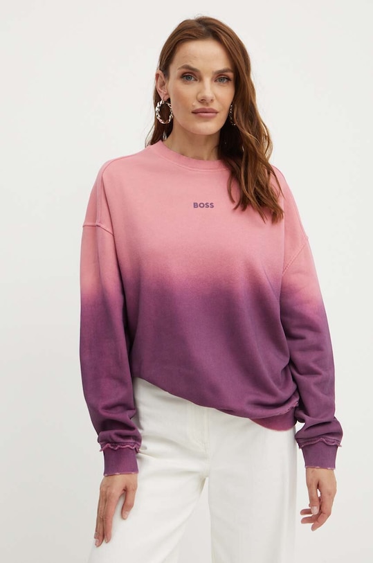 Bavlnená mikina Boss Orange bavlna ružová 50518542