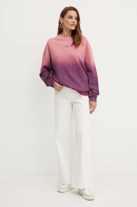 Bavlnená mikina Boss Orange 50518542 ružová AW24