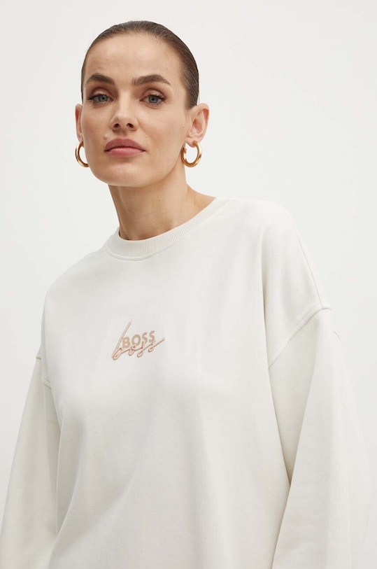 BOSS Orange bluza bawełniana aplikacja beżowy 50519417