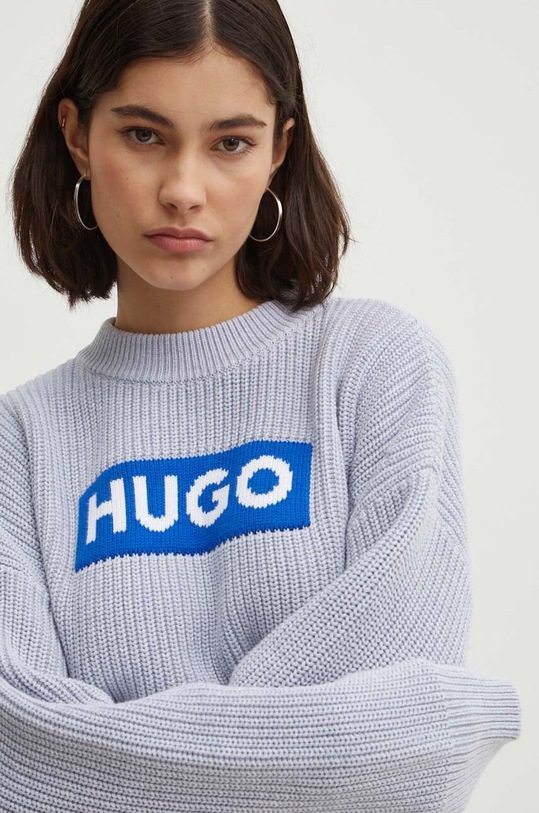 Хлопковый свитер Hugo Blue серый 50514300