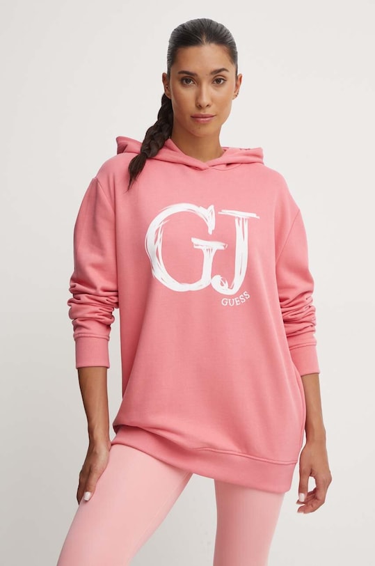 Guess bluza bawełniana SARA nadruk różowy V4YQ00.K68I4